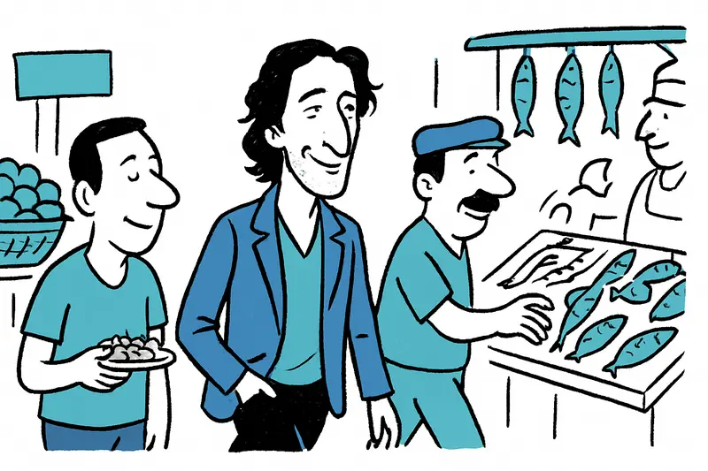 Adrien Brody pasea por el Mercat de l'Olivar — visita de una celebridad que acaba en Sa Pobla