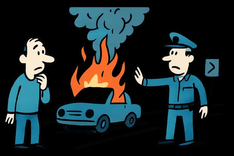 Coche en la MA-13 cerca de Inca en llamas – un chequeo de seguridad para la isla