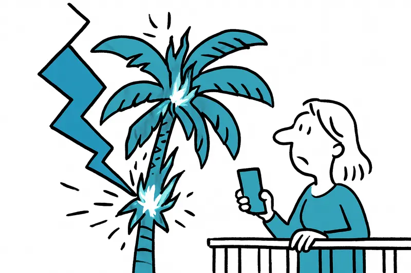 Rayo golpea una palmera en Ibiza: ¿estamos realmente preparados para las tormentas de otoño?