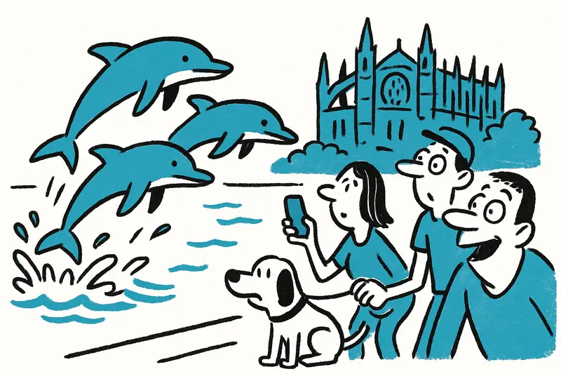 Delfines bailan frente a La Seu: espectáculo matutino en la bahía de Palma