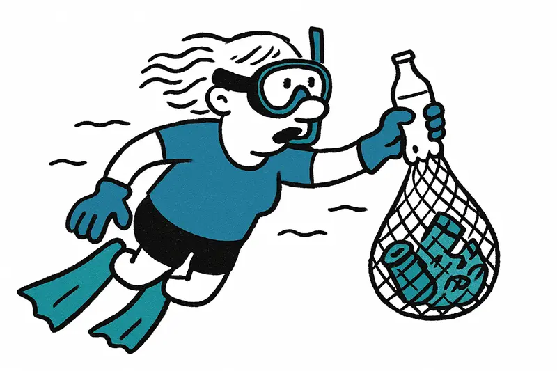 Tiempo para limpiar: una buceadora de apnea alemana recoge plástico frente a las costas de Mallorca