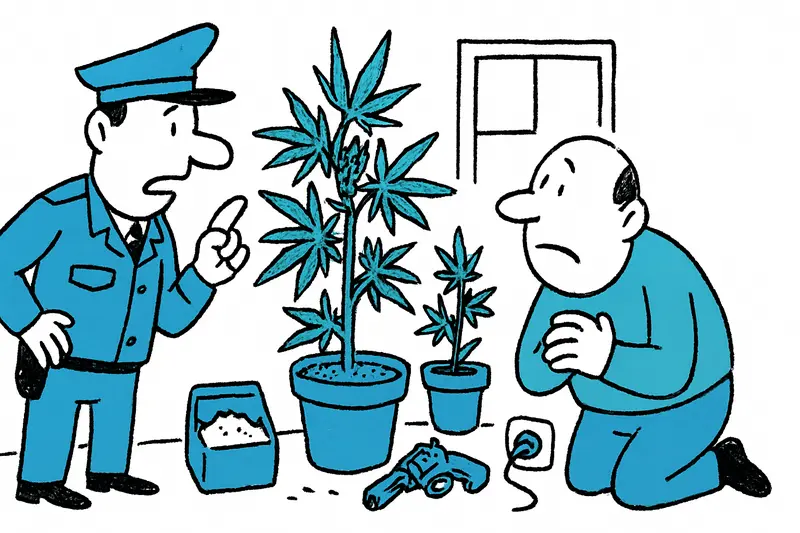 Hallazgo de drogas en Santa Catalina: 116 plantas, revólver y conexión eléctrica ilegal