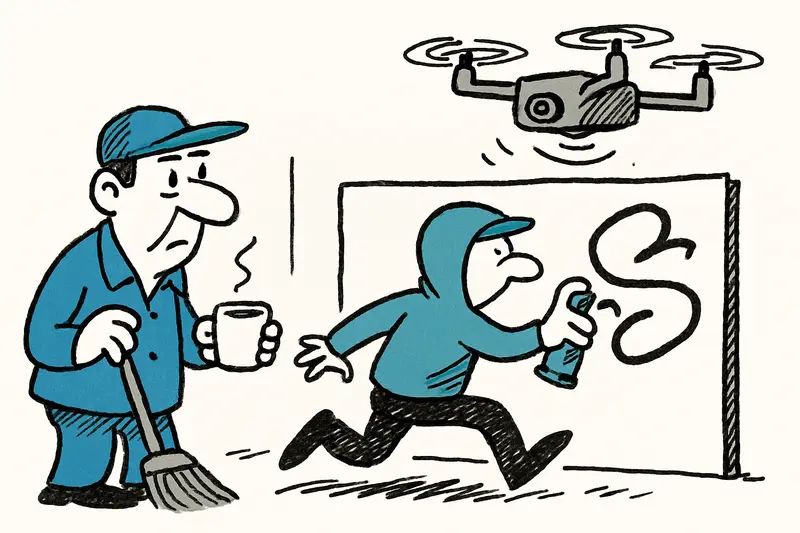 Cuando el dron ronda Son Rutlan: Palma, graffiti y la noche de la vigilancia