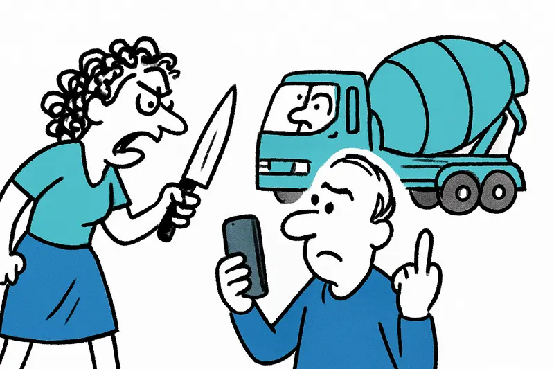 Galilea: cuchillo, dedo medio y hormigonera — ¿cómo puede el ruido escalar así?