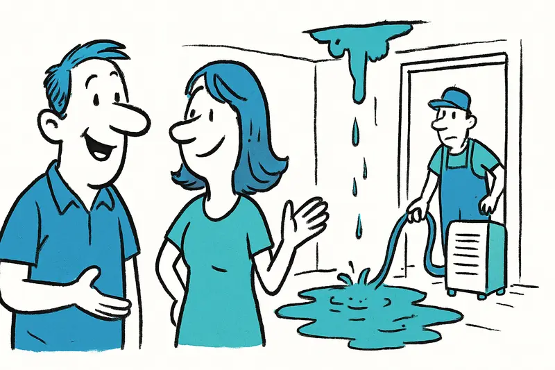 Pareja alegre y daño por agua en Mallorca: una comprobación de la realidad para compradores de viviendas