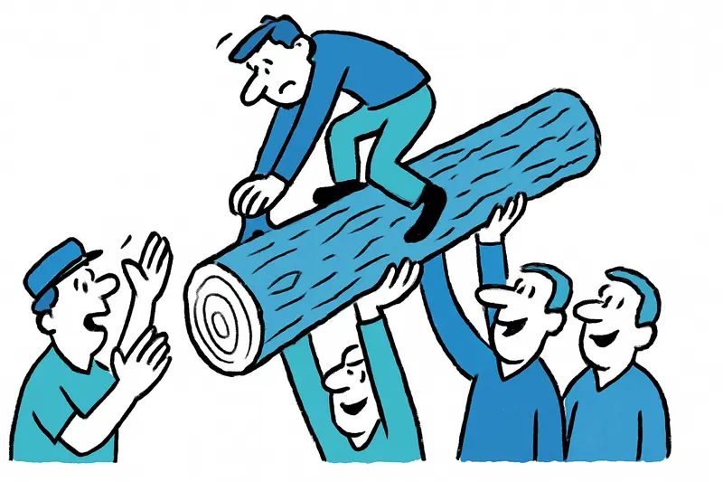 Escalada de pinos por Sant Antoni en Pollença: un tronco que une al vecindario