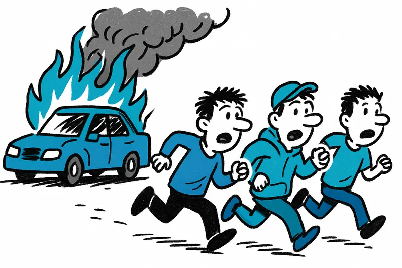 When a Car Burns and Children Flee: Four Minors Arrested After Theft and Accident in Esporles