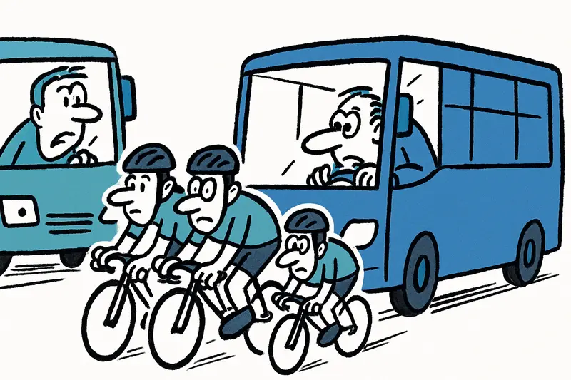 Casi catástrofe en Valldemossa: autobús adelanta a grupo de ciclistas pese al tráfico en sentido contrario