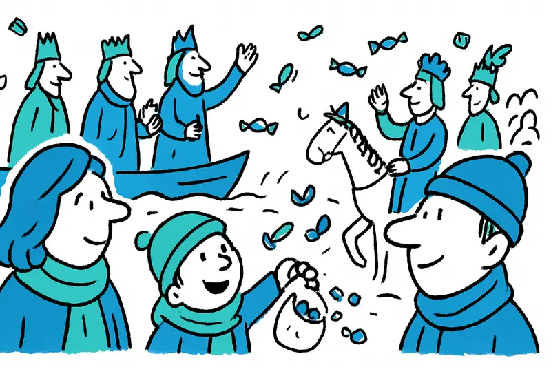 Con bufandas y dulces: la cabalgata de los Reyes en Palma llena la ciudad antigua