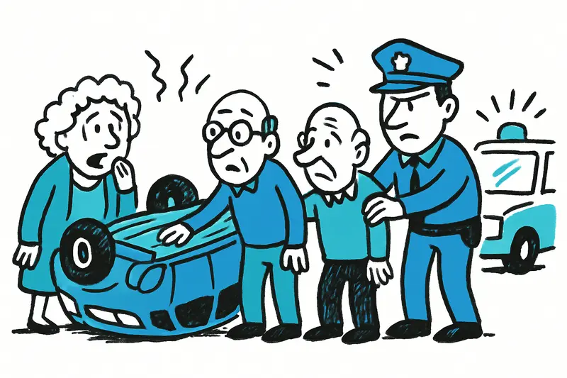 Palma: coche vuelca - ancianos rescatados, preguntas sobre seguridad vial