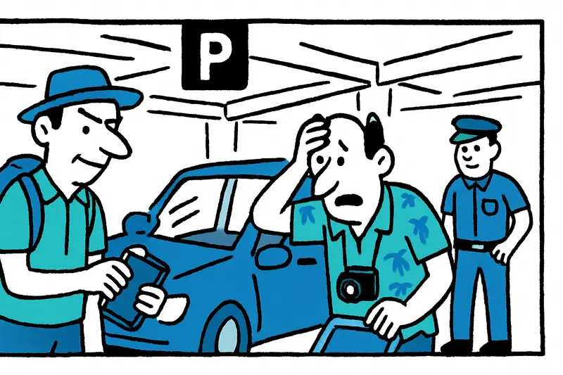 Juego de escondidas en el aparcamiento: cómo un hombre robó las pertenencias de turistas en el aeropuerto